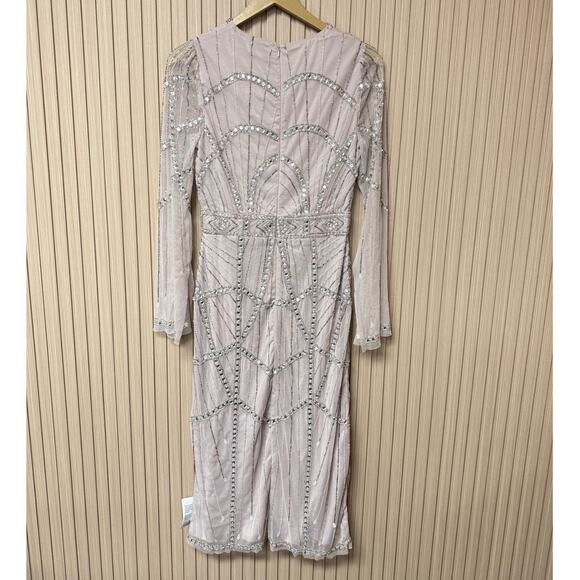 ASOS Design Gem Embellished Midi Dress with Cut Out Detail Size 4 - Picture 2 of 11
